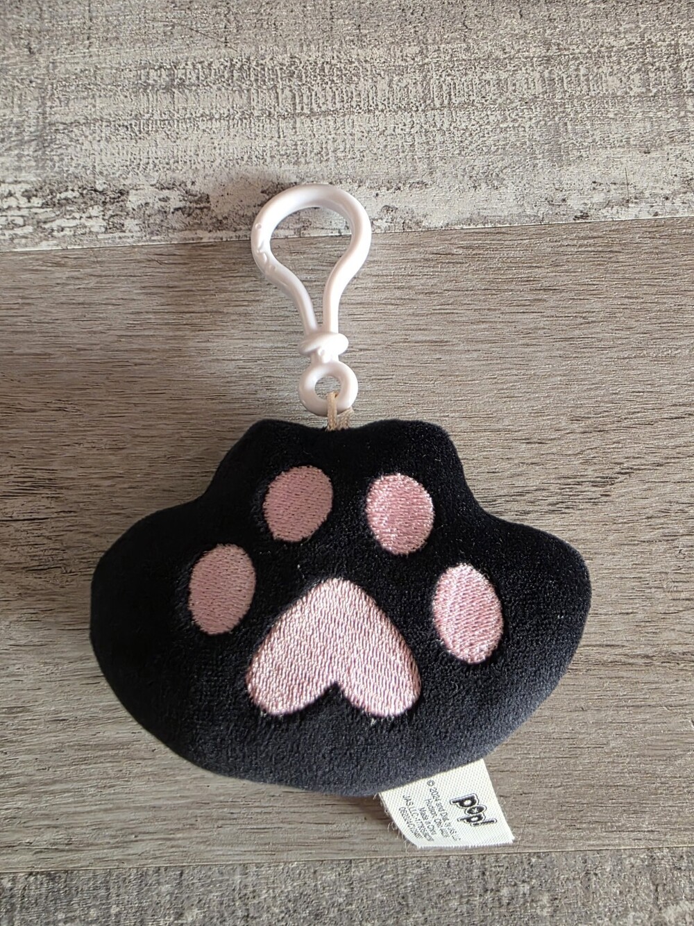 Black Pink Cat Plush Backpack Clip Bag Charm 124a